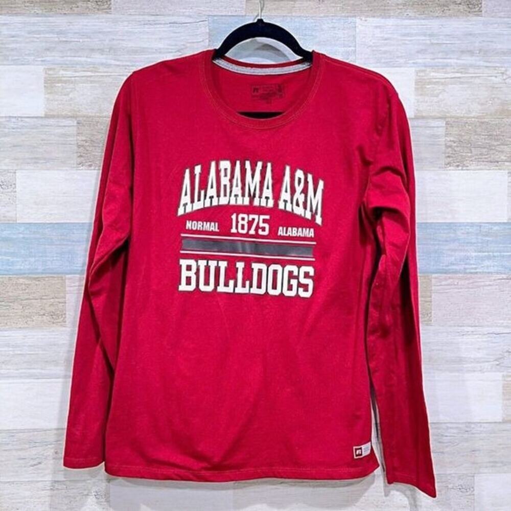 ALABAMA A&M BULLDOGS Long Sleeve Graphic Shirt Red Russell Athletics Womens XL